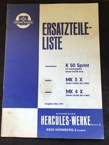 Lista de piezas de repuesto Hercules K50 Sprint marzo 1972 - Imagen 1 de 1