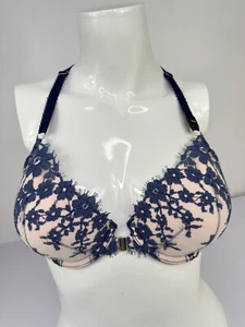 Victoria's Secret Dream Angel Lined Demi Lace Bralette Blue & Cream Size 34D - Picture 1 of 7
