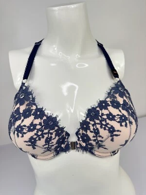 Victoria’s Secret Dream Angels Lined Demi Lace Bralette Blue Cream Womens 34D  - Image 1 of 4