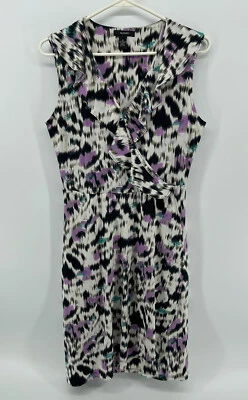 Vestido Alfani sin mangas cuello en V hasta la rodilla talla mediana púrpura negro blanco Foto 1 de 4