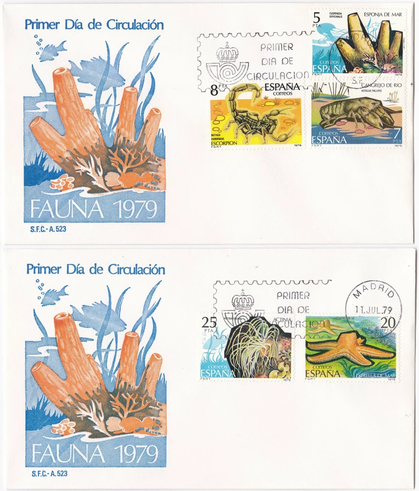 Spain FDC 1979 – Michel nº 2423/27 Spanish Fauna - Image 1 of 1
