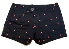 BRITISH KHAKI Women's Black w/ Pink Coral Red Polka Dots Khaki Shorts Sz. 8