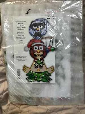 CHRISTMAS  OWL  PILE-UP  Wall Hanging   plastic canvas    KIT  NIP (#769)  - Image 1 of 2