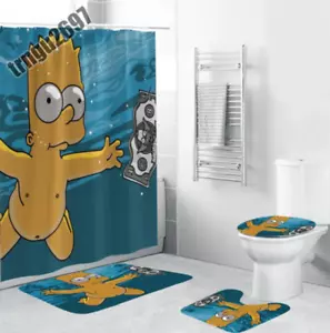 The Simpsons Shower Curtain, Cartoon Bathroom Set, Funny TV Show Home Decor - Picture 1 of 1