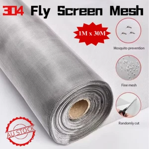 Fly Screen Insect Block 304 Stainless Steel Window Mesh Roll 1x30M 0.15MM Mesh - Picture 1 of 17