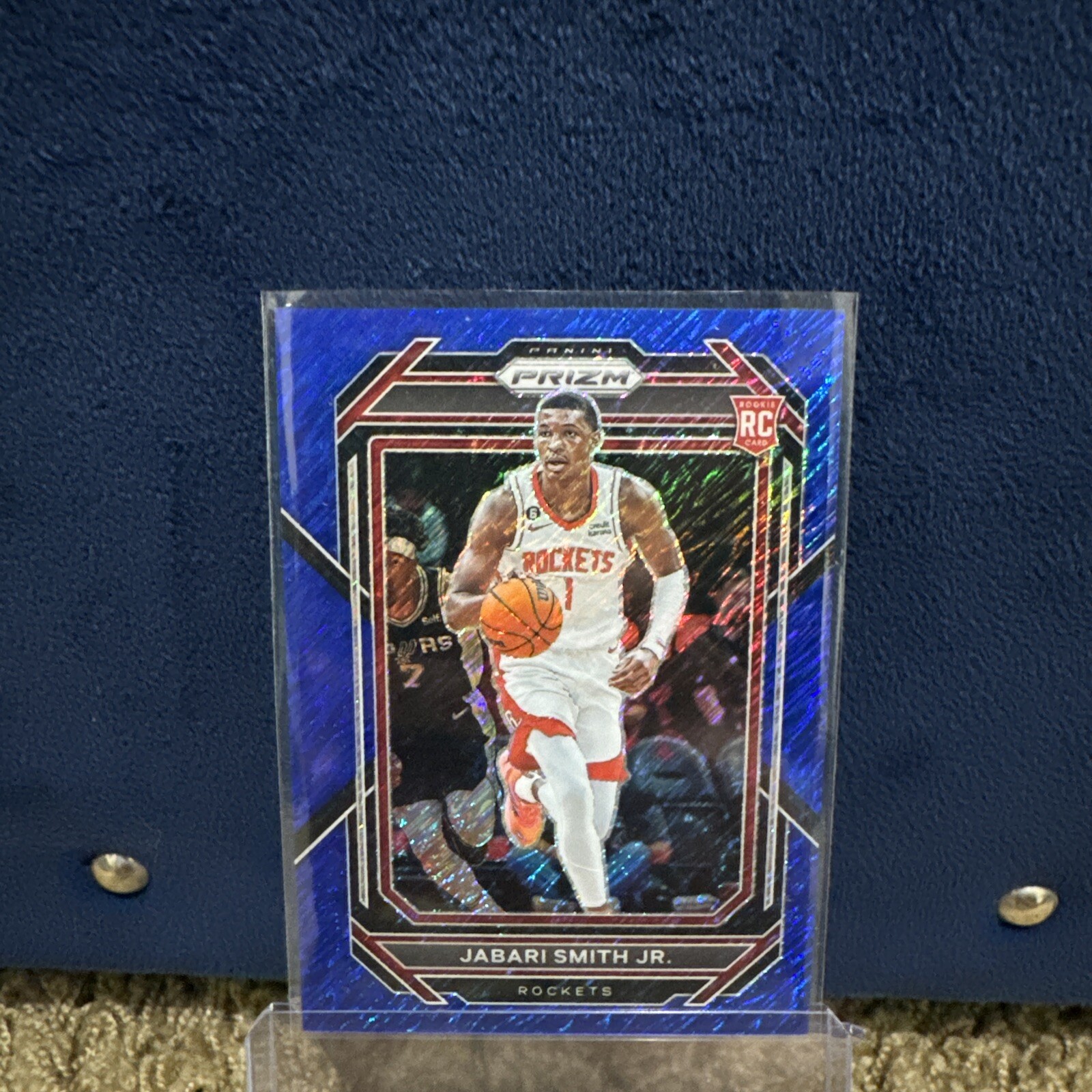 2022-23 Panini Prizm Jabari Smith Jr Blue Shimmer Prizm FOTL /35 #228 RC