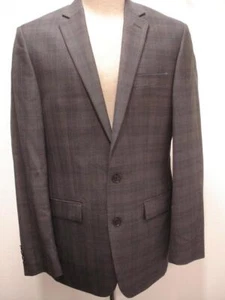 Men's 38L Ryan Seacrest Distinction Charcoal Plaid Suit Jacket Blazer Sport Coat - Picture 1 of 15