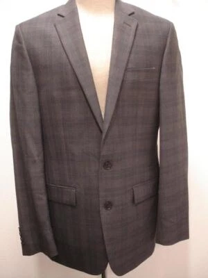 Men's 38L Ryan Seacrest Distinction Charcoal Plaid Suit Jacket Blazer Sport Coat - Image 1 of 4