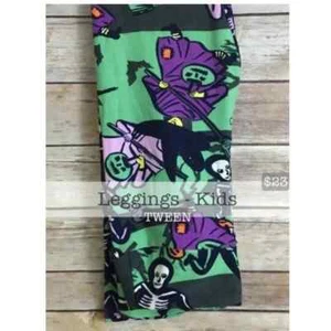NWT LuLaRoe Tween Halloween Leggings – Witches, Skeletons, Bats, Stripes – NEW - Picture 1 of 1