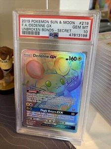 Pokémon Dedenne GX 219/214 - S&M Unbroken Bonds Secret Rare Card PSA 10 Gem Mint - Picture 1 of 2