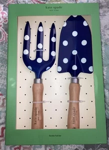 Kate Spade Navy Dots Garten Werkzeug Set - Neu im Karton! Metall mit Holzgriffen   - Bild 1 von 4