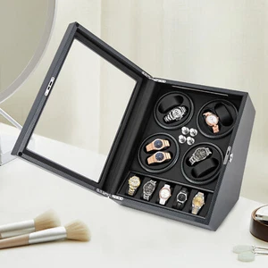 Watches Display Storage Case Automatic Rotation Watch Winder Box+LED Light NEW - Picture 1 of 17