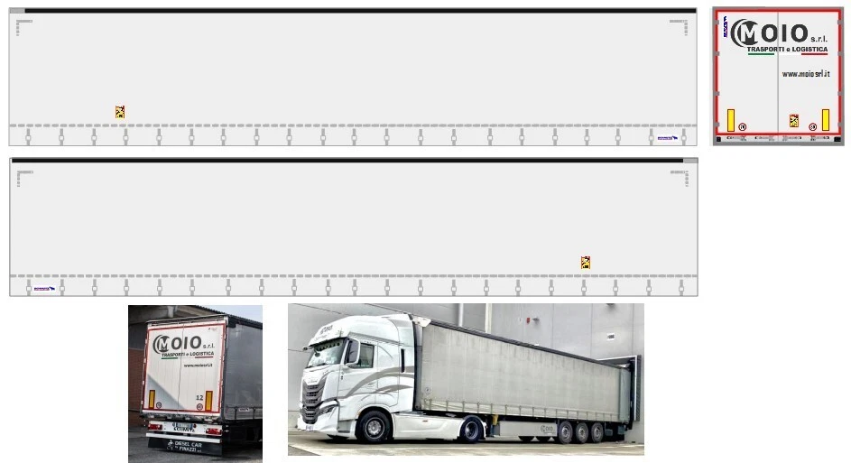 Nuova Grafica Moio adesiva trasparente per rimorchi centinati Herpa 1/87. - Immagine 1 di 1