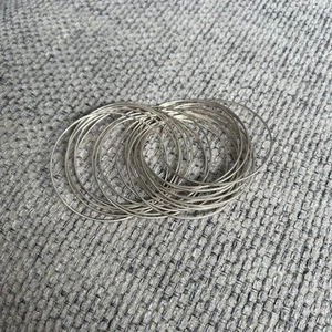 Silpada 925 Sterling Silver Bracelet 21 Ring Interlocking Bangle Salute Signed - Picture 1 of 4