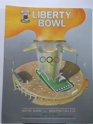 Notre Dame vs Boston College 1983 Liberty Bowl Football Program Doug Flutie MVP - Image 1 of 4