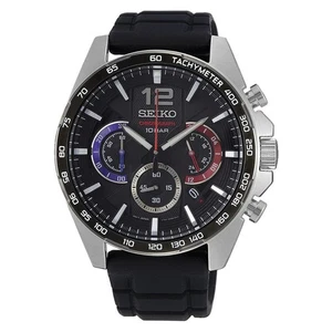 SEIKO Cronografo Sportivo SSB347P1 Orologio Uomo Quarzo Bracciale Gomma - Picture 1 of 3