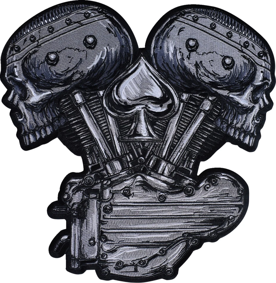 Lethal Threat Metal and Mayhem V-Twin Skull Embroidered Patch Black - Imagem 1 de 1