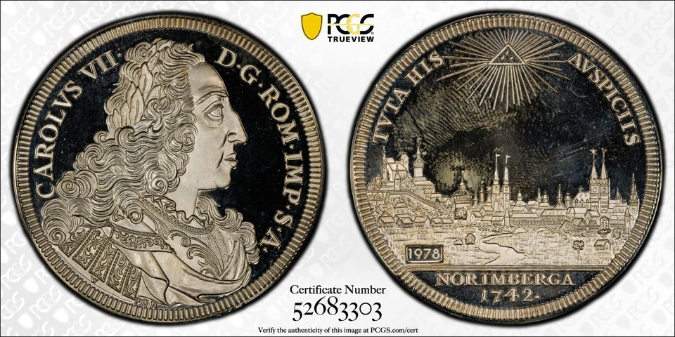 PCGS Nurnberg 1742"1978" SP-66 Silver City View Thaler Proof Restrike Germany - Image 1 of 4