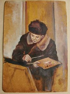Ukrainian Soviet USSR Oil Painting Realism portrait boy Child young artist - Picture 1 of 3