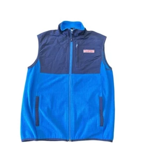 Vineyard Vines Boys Vest Fleece Colorblock Blue Size Large Textured Zippers - Picture 1 of 7