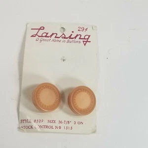 Vintage Lansing Shank Button New Old Stock Light Orange Detailed - Picture 1 of 6