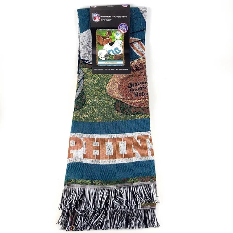 Northwest NFL Miami Dolphins Woven Tapestry Throw Blanket 48” x 60" Cover