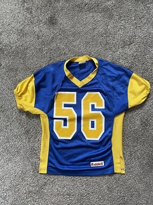 复古 RIDDELL 足球球衣,尺寸小号蓝色和黄色 LA RAMS — 第 1/4 张图片