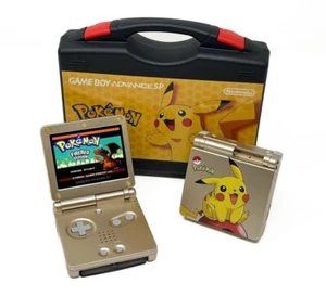 Nintendo Game Boy Advance SP System GBA SP IPS LCD 101 POKEMON UV Gold PIKACHU - Picture 1 of 5