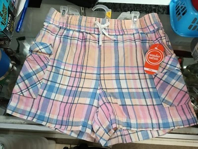 Wonder Nation Girls Pull On Shorts Plaid M7-8, L10-12, L10-12Plus, XL14-16 - Image 1 of 4