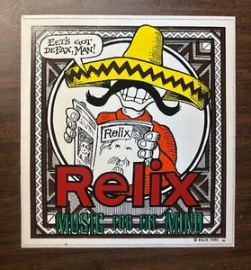 Vintage 1990 Relix Magazine UNUSED Sticker 5" x 5.5" "MUSIC FOR THE MIND" - Picture 1 of 2