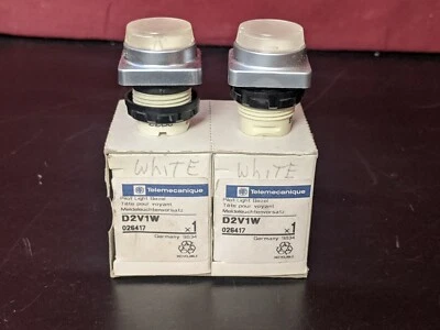 LOTE DE 2 bisel de luz piloto blanco Telemecanique D2V1W 026417 Foto 1 de 4