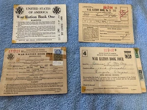FOUR Vintage WWII War Ration Books One, two, three, four - Picture 1 of 7