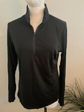 SPORT-TEK Womens L Black Long Sleeve 1/4 Zip Activewear Moisture Wicking Top NEW