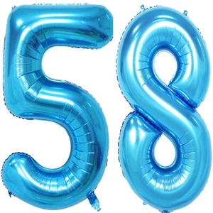 MAGJUCHE 40 inch Blue Foil 58 Helium Jumbo Digital Number BalloonsBlown up wi... - Picture 1 of 4