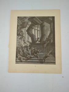 Biblia antigua Gustave Dore c1890 12x9" muerte de Sansón p27 - Imagen 1 de 1