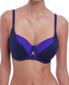 Fantasie Ocean Drive Bikini Top Ink Blue Size 34H Underwired Balcony 6710 New - Picture 1 of 12