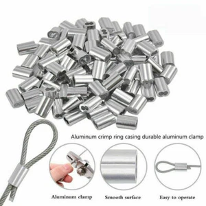 10-100pcs Aluminum Cables Crimps Loop Sleeves Ferrule For Wire Rope Clips Line - Picture 1 of 17