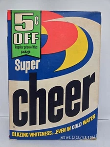 Super CHEER Detergent 22 oz Unopened Full Box 5¢ Off 1960's Vintage - Picture 1 of 6