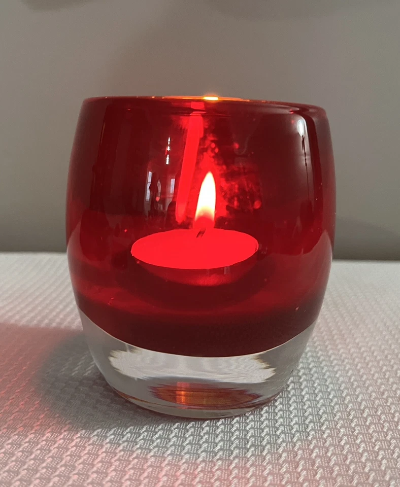 Ящик и бочка рубиновый красный тяжелое красное стекло обетные подсвечники Польша - Изображение 1 из 4