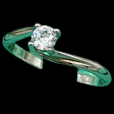 Anello solitario donna firmato puntoluce zircone naturale argento 925 misura 14. - Immagine 1 di 4