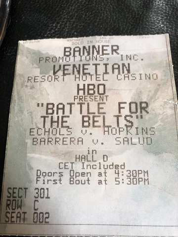 Bernard Hopkins vs Antwun Echols Boxing Ticket Stub Jan 12 2020 Venetian Vegas Cover