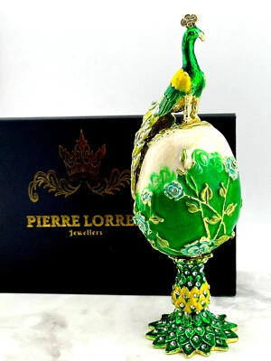 Imperial Russian Faberge Egg 纯金装饰奥地利水晶钻石手工制作 — 第 1/4 张图片