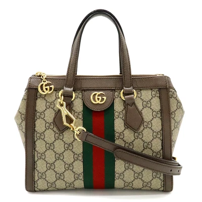 Gucci Ophidia GG Canvas 2Way Shoulder Tote Bag Beige Brown Leather Trim 547551 - Image 1 of 4