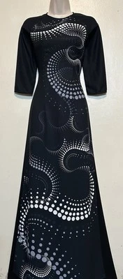 Ao Dai Lụa 3 D Polka Dots Vietnamese Dress With Pant - Size Small - Image 1 of 2