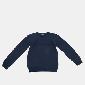 Emporio Armani Kids Navy Blue Logo Intarsia Knit Sweater 10 Yrs - Picture 1 of 7
