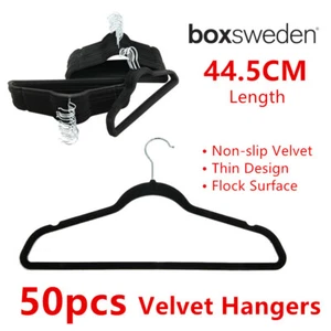 50x Non Slip Large Velvet Hangers Thin Clothes Cloths Coat Shirt Storage Flocked - Picture 1 of 4