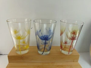 Bicchieri vintage MID-CENTURY (Cerve) floreali 16 OZ (set di 3) - Made in Italy - decoro - Foto 1 di 8