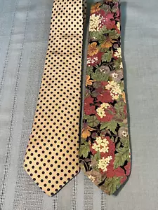 Lot of 2 Vintage Liberty Of London Ties. 1 Silk, 1 Cotton Floral. Small issues - Picture 1 of 15
