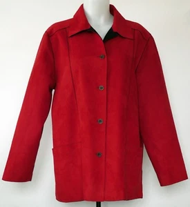Chaqueta Alfred Dunner Roja Poliéster Micro Gamuza Botón Delantero 14 - Imagen 1 de 3