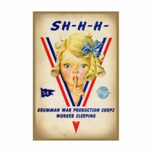 Cartel de metal Grumman Segunda Guerra Mundial, frente doméstico Segunda Guerra Mundial, tapa de aviación-0103 - Imagen 1 de 6
